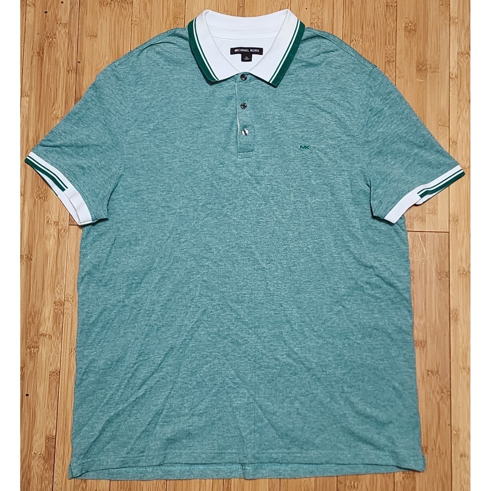 Michael Kors Greenwich Cotton Polo Shirt Men's Size XL Mint Green Stretch Casual